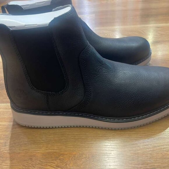 TIMBERLAND MENS REDWOOD EDGE MID LACE CHELSEA BOOT BLACK FULL GRAIN A6CVE-W02 - Picture 2 of 8